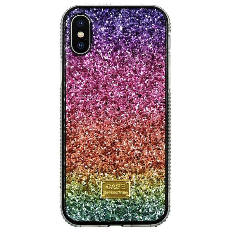 New Phone Case Suitable For Rainbow Pasted Leather Diamond Mobile Phone Case