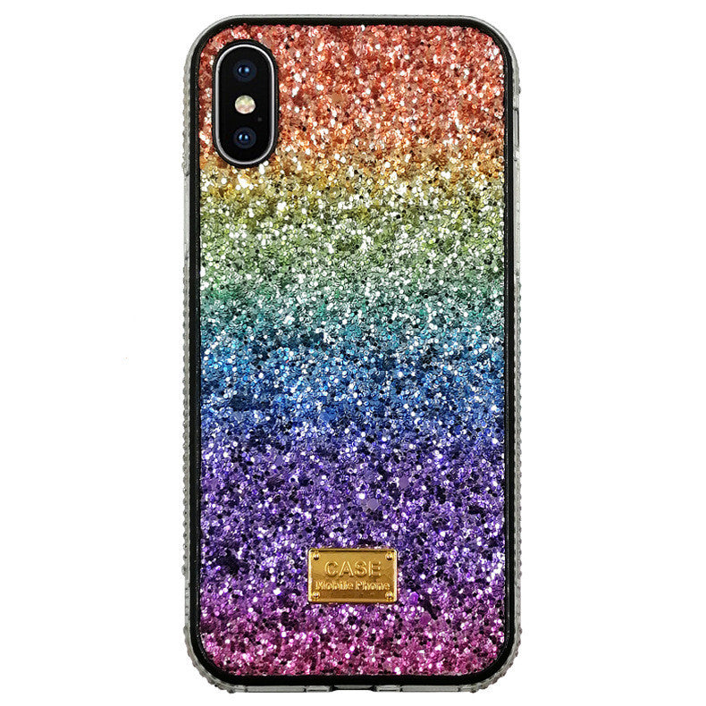 New Phone Case Suitable For Rainbow Pasted Leather Diamond Mobile Phone Case