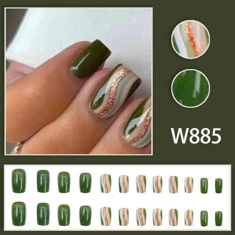 Army Green Corrugated Lines Nail Sticker