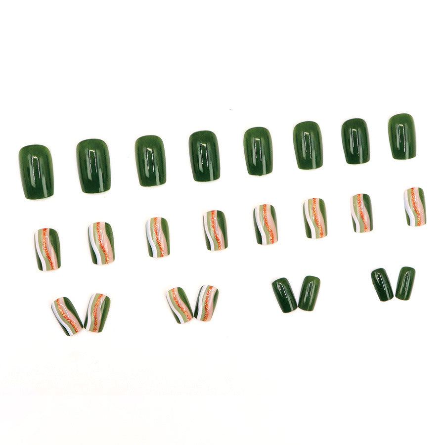 Army Green Corrugated Lines Nail Sticker