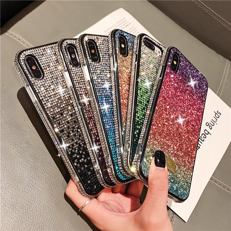 New Phone Case Suitable For Rainbow Pasted Leather Diamond Mobile Phone Case