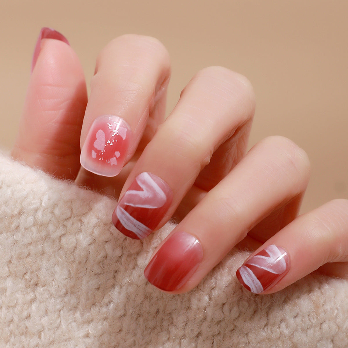 Almond Wear Nail Simple Frosted Glossy Fake Nail Tip